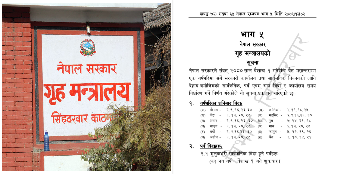 २०८० सालमा कति दिन पर्‍यो सार्वजनिक बिदा ?